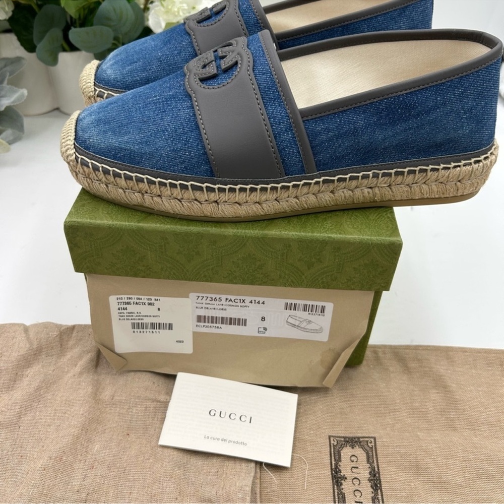 Men’s Gucci, blue denim ESPADRILLES size 8, made in Spain - Picture 6 of 10